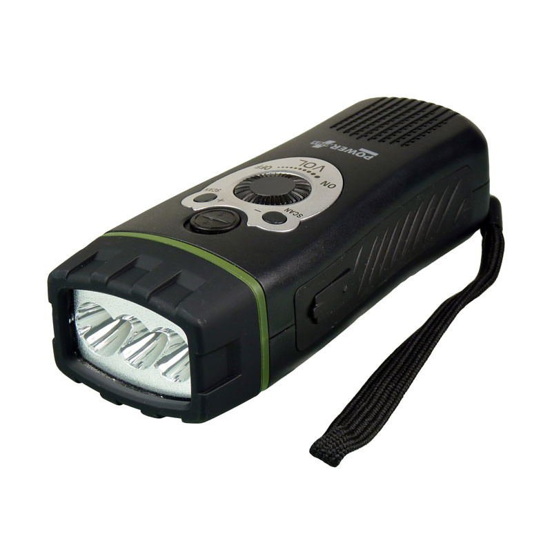 Wolf LED-ficklampa med dynamo & FM radio